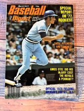 Baseball Digest Magazine March 1977 Amos Otis Kansas City Royals Cover No Label