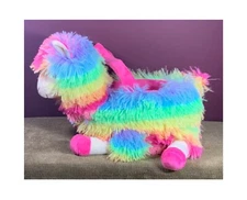 DAN DEE'S ADORABLE RAINBOW-COLORED LLAMA BASKET PLUSH/STUFFED ANIMAL