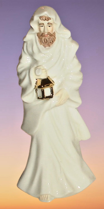 JOSEPH FIGURE 1990s Nativity Replacement 7" White Porcelain Gold Trim