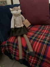 Fox Wool Felt Doll 20” Tall Plush Animal In A Skirt