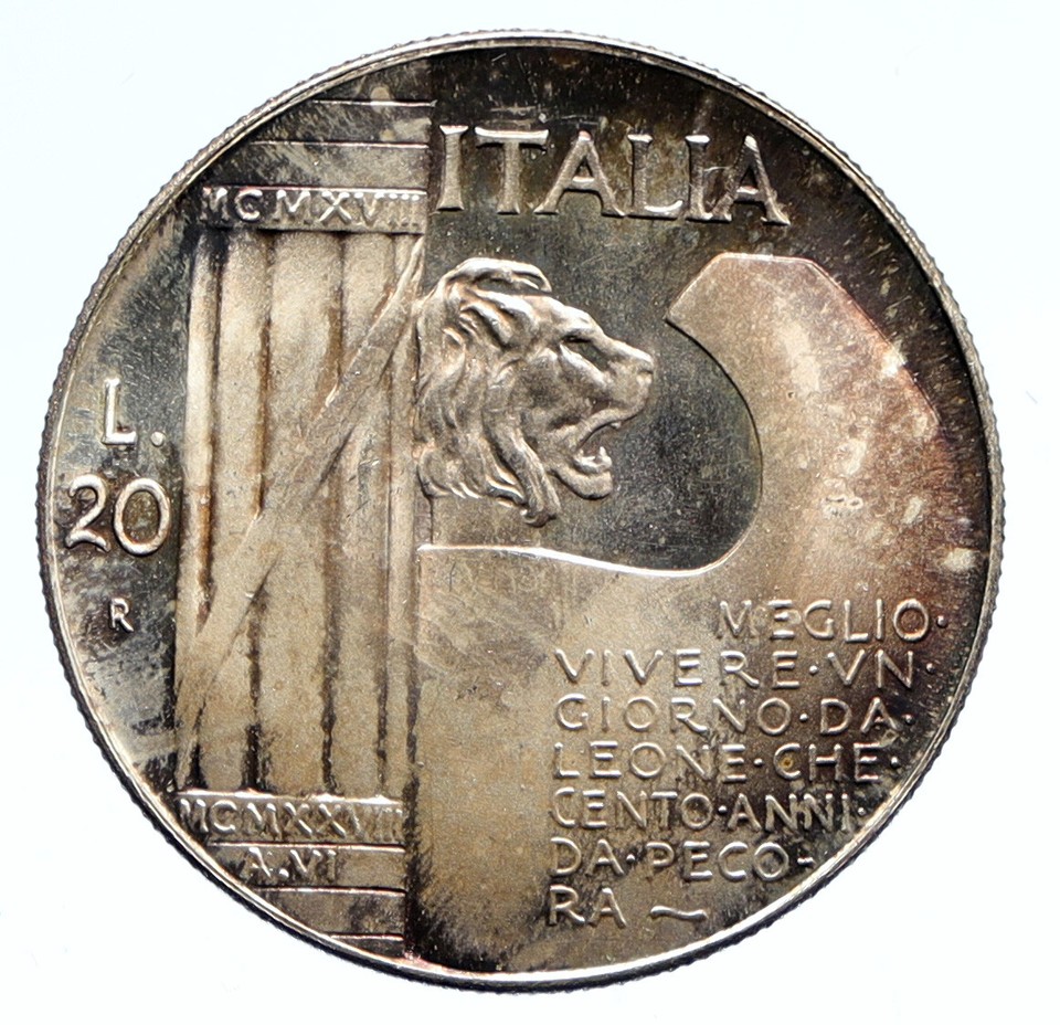 1943 Dated 1970 ITALY Silvered Bronze MUSSOLINI VERY RARE Italian Coin ...
