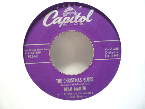 RARE Dean Martin The Christmas Blues 45 rpm EX cond. Capitol 45-119943
