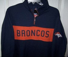Denver Broncos Blue/Orange Zippered Sweatshirt Large  New with Tags