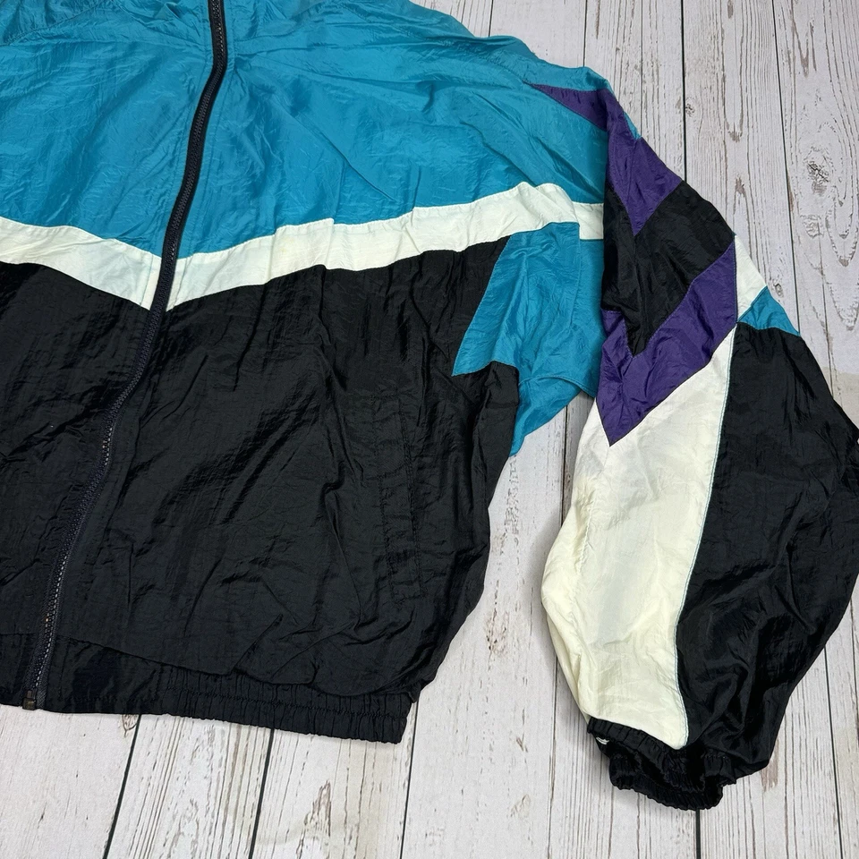 Vintage Athletic Works Full Zip Nylon Windbreaker Jacket Mens Large Colorblock - Image 3 of 4