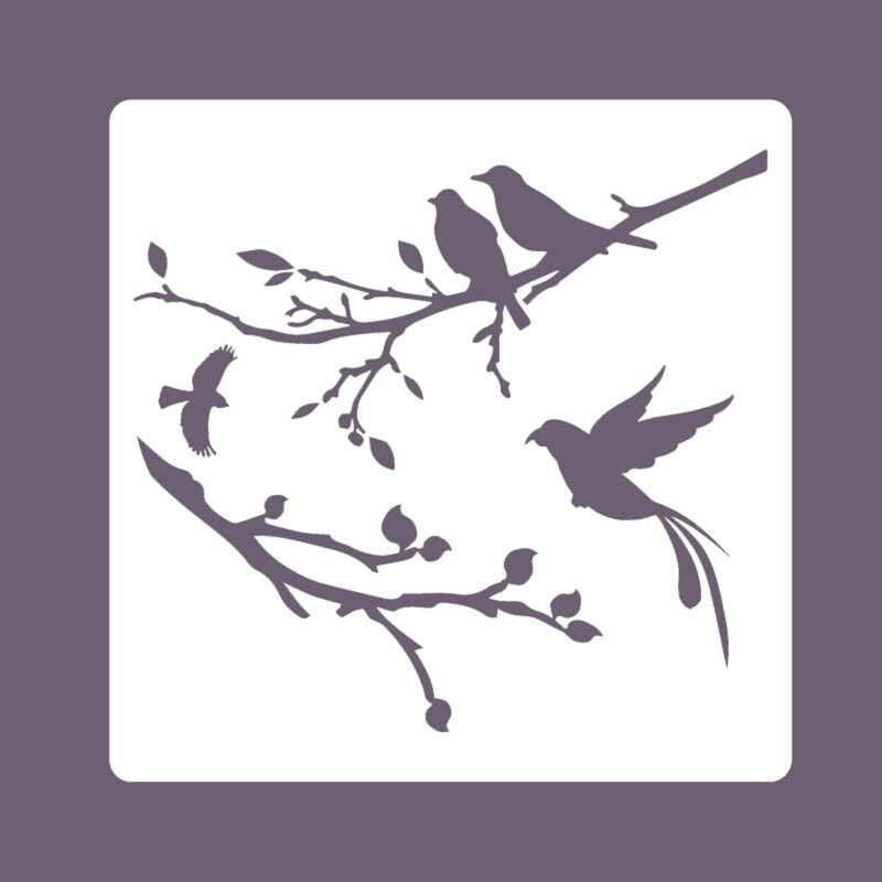 Cute Flower Birds Painting Stencils Reusable Templates DIY Art Home