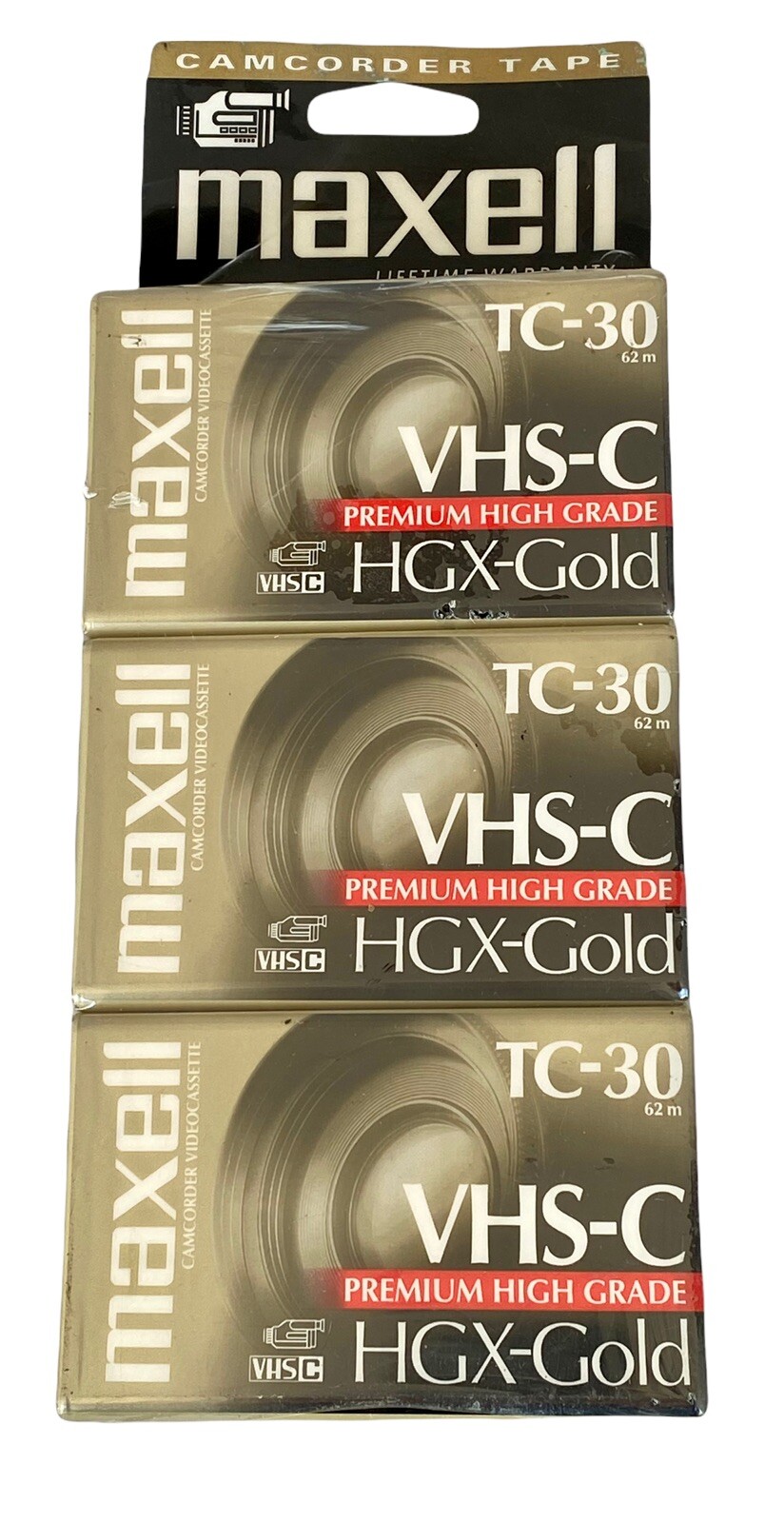 Maxell Camcorder  Hgx Gold VHSC lot of 3 Sealed Tapes-image