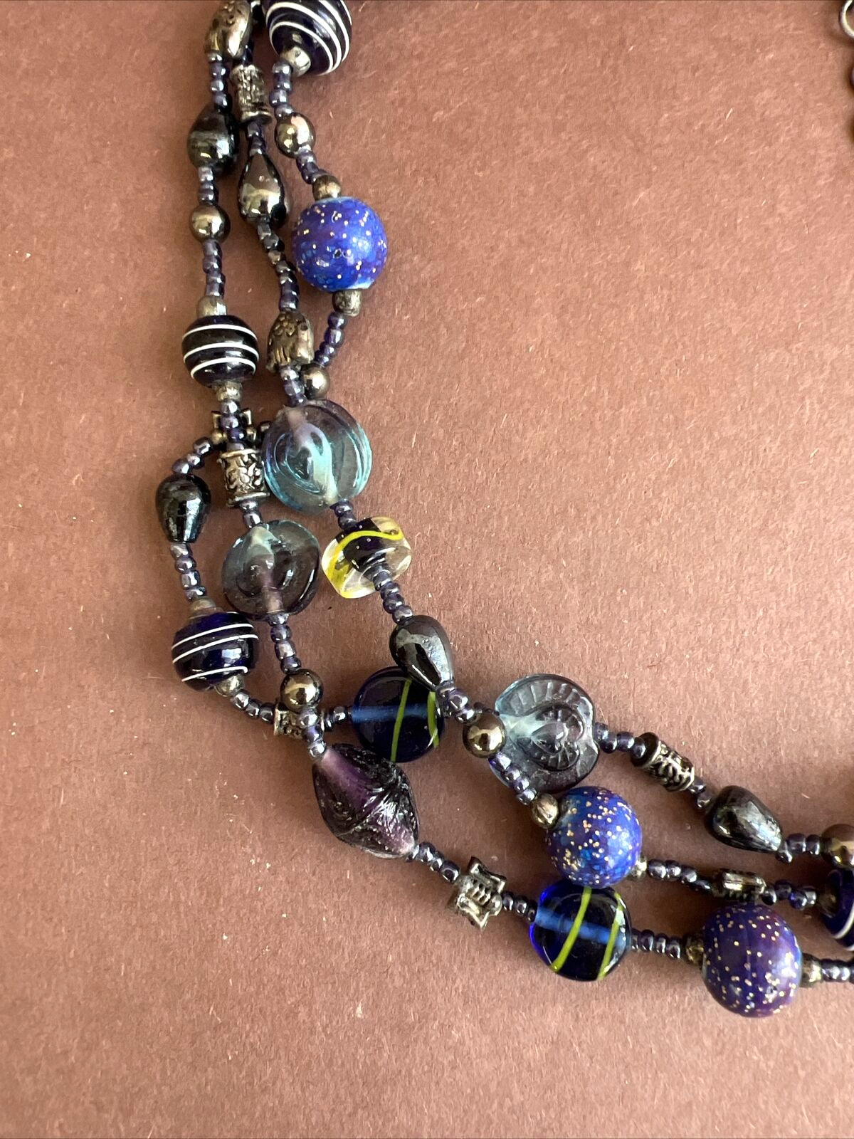 Artisan Handcrafted Silver Tone Multicolored Glas… - image 3