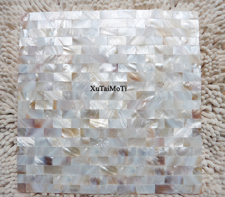 Natural brick groutless shell mosaic kitchen backsplash bathroom