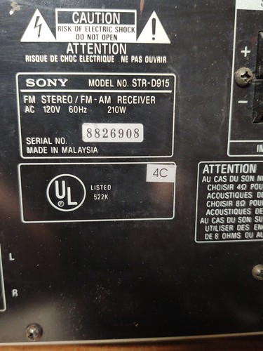 SONY STR-D915 AM-FM Stereo Receiver Dolby Surround Pro•Logic - Picture 15 of 20