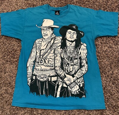 Y2K Lil Wayne Shirt Blue Rap Tee John Wayne Graphic Country Mens Size Large