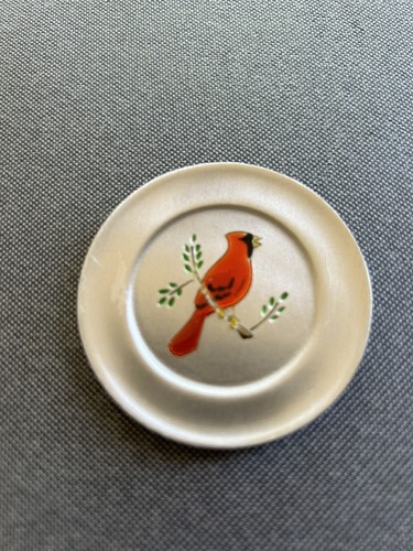 Mini Pewter Plate - Cardinal Inlay - Picture 1 of 8