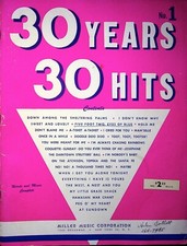 VTG 1950 MILLER MUSIC 30 YEARS 30 HITS SONGBOOK NO. 1 NY WORDS MUSIC