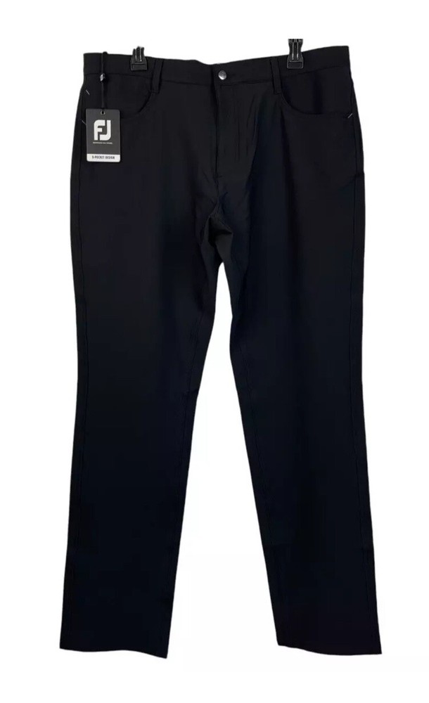 Footjoy Mens Stretch Golf Pants Black 30x34 Moisture Wicking Athletic NWT
