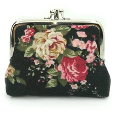Vintage Floral Buckle Coin Purse Kiss-Lock Change Purse Wallet