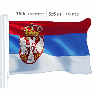 Serbia Serbian Flag 3x5 FT Printed 150D Polyester By G128
