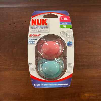 NEW NUK Advanced Orthodontic Silicone Pacifiers w/Air Shield BPA-Free 6-18m Pink