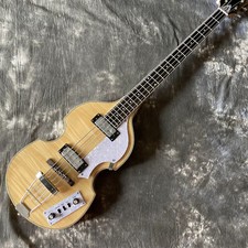 4 String Hollow Body Electric Bass Guitar Flamed Maple Top Chrome Part in Stock