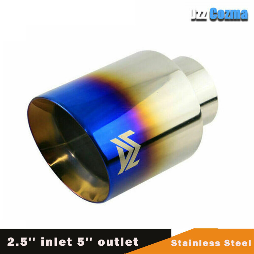 1pc Blue Universal 2.5'' inlet 5'' outlet Exhaust End Tips Muffler