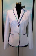 NEW Women's Brooks Brothers "346" White Seersucker Madras Plaid Jacket Blazer 4