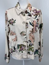 Womens Mystree Linen Blend Floral Shirt Jacket Sz S Vguc
