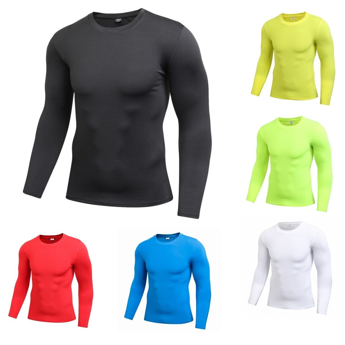 Men's Quick Dry Fitness Compression Long Sleeve Baselayer Tight Sports Gym Top