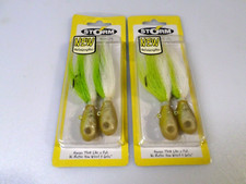 LOT OF 2 CIRCA 2001 STORM WILDEYE HAIR JIG - 3/4 oz - CHARTREUSE/WHITE - NEW
