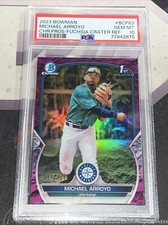 2023 Bowman Chrome MICHAEL ARROYO RC FUCHSIA CRATER REFRACTOR #187/199 PSA 10