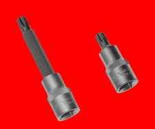 2 x TORX T-Profil Stecknuss T45 x 55mm Kurz + T45 x 100mm Lang Steckschlüssel