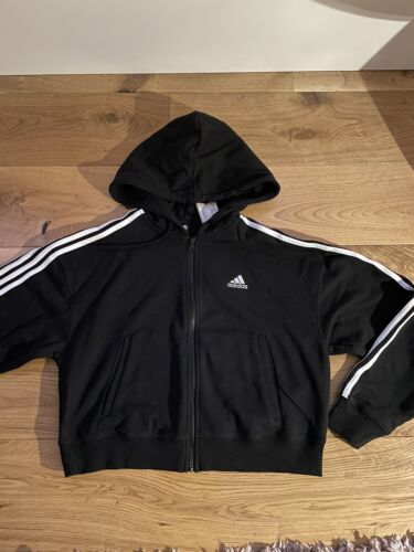 Women's Adidas Loose Fit Full Zip Hoodie Black Size 8-10 Small NEW - Picture 1 of 11