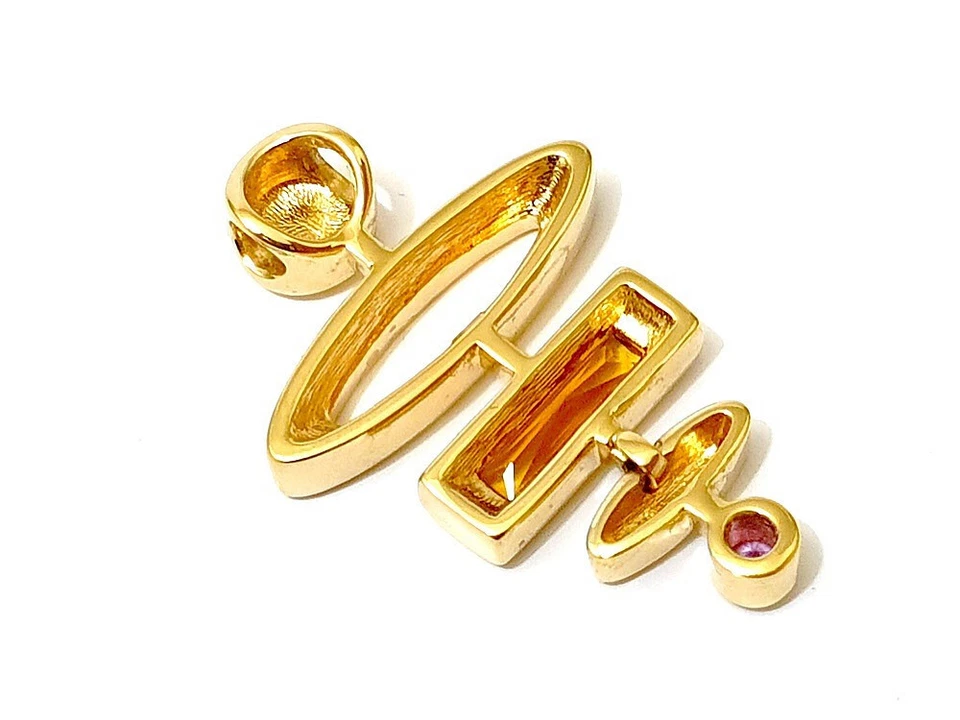 Pierre Lang Anhänger Gelbgold Rhodiniert mit Schmucksteine um 1980 - Bild 3 von 4