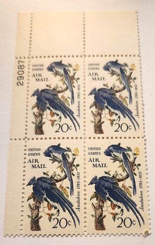 Audubon Air Mail USA 20 Cents Plate Block Of 4 MHN Upper Right Stamps - Picture 1 of 2