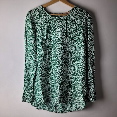Custommade Women Size 34 Green Leopard Print Blouse Top Casual Summer Smart