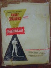 VINTAGE 40s 50s HEALTHKNIT MENS COTTON ANKLE DRAWERS LONG UNDERWEAR 44 DEADSTOCK