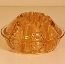 Vintage Depression Glass Flower Frog 13 Hole Pink Peach 3.5 in