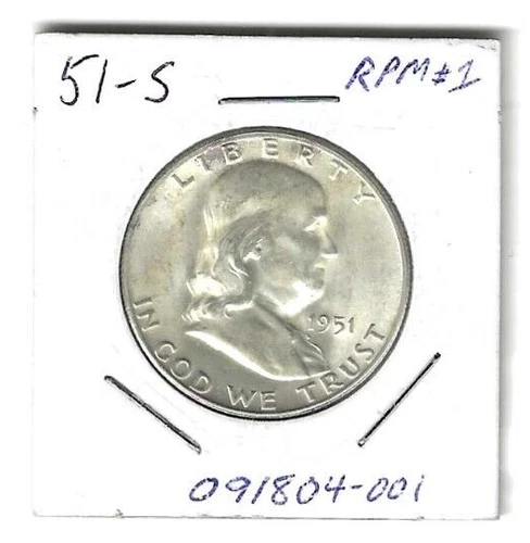GEM BU UNCIRCULATED  1951-S RPM #1 SILVER FRANKLIN HALF DOLLAR BRILLIANT LUSTER