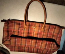 Longaberger RARE Toboso Plaid Fabric Purse Overnight Bag Mint FREE SHIPPING