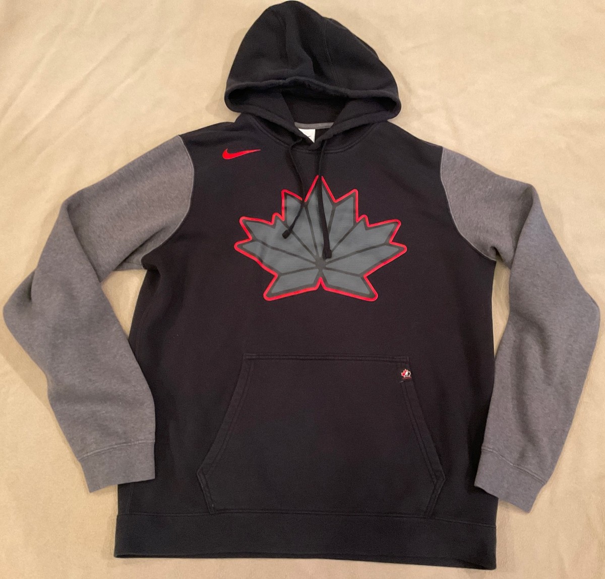 Nike Canada Hoodie Medium Mens Hockey Maple Leaf Black Grey