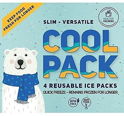 Healthy Packers 5 colored Gel Slim Long-Lasting Ice Packs for Lunch Bo