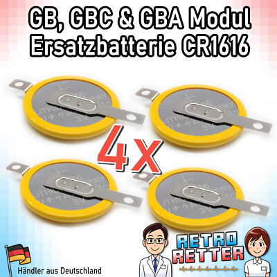 4x CR1616 Batterie +Lötfahne für GameBoy Modul Spielstand Speicher Pokemon Mario