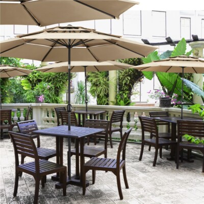 3 piece patio set wuth umbrella hole under 50 3-Piece Aluminum Round Outdoor Bistro Set with Umbrella Hole
