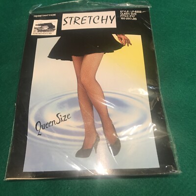 STRETCHY Black Fishnet Pantyhose Stocking Nylon Plus Size Queen 165-220lb