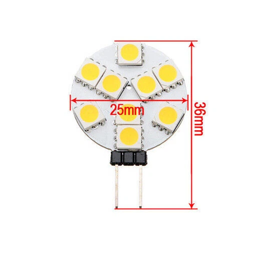 10-40×White G4 24-SMD Base Disc Type Side Pin Marine Reading LED Light Bulbs - Image 3 of 4