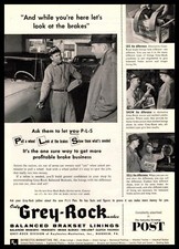 1957 Grey Rock Manheim PA Balanced Brakeset Linings Mechanic Hat Photo Print Ad