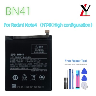 NEW For Xiaomi Redmi Note 4 MTK Helio X20 Replacement Battery BN41 4000mAh Tools