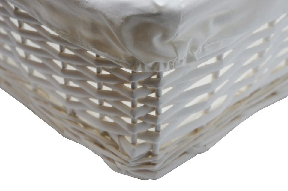 Arpan Hamper Storage Basket Large White Wicker With White Cloth Lining - Image 4 of 4