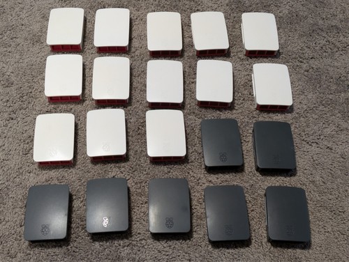 Lot of 20x Official Raspberry Pi 3 Cases (White/Red & Black) - Used Condition