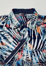 NWOT ROBERT Graham Mens SS Button Shirt-L-Classic Fit-Colorful Palms Tapestry