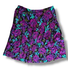 Vintage 70s/80s Dark Tropical Floral Midi Skirt Womens Plus Size 20 Summer Vacay