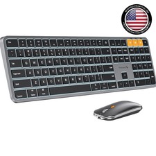 Quiet Typing Backlit Wireless Keyboard and Mouse for Mac - Triple Device Support