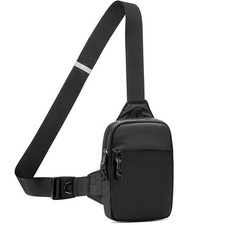 Mini Waterproof Black Crossbody Bag for Men Women Small Chest Casual
